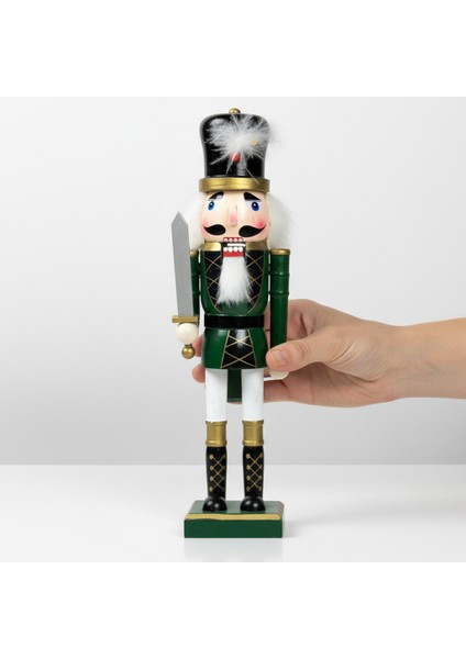 Yeşil 38CM Nutcracker Ahşap Asker Fındıkkıran, Fındıkkıran Asker Şekilli Kukla Noel Ahşap Dekoru Festival Noel Dekoru Yılbaşı Nodel Süsleri Hediyelik Eşya