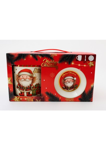 Hediyelik Seramik Noel Temalı 3’lü Kupa ve Tabak Hediye Seti Çam Ağacı Noel Baba Yılbaşı Konseptli Kupa Mug Bardak Seti (Noel Baba ve Hediyeler) fiyatları