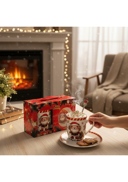 Hediyelik Seramik Noel Temalı 3’lü Kupa ve Tabak Hediye Seti Çam Ağacı Noel Baba Yılbaşı Konseptli Kupa Mug Bardak Seti (Noel Baba ve Hediyeler) fırsatları