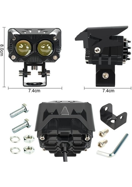 1 Çift 60W LED Lens Spot Çift Lensler Spot Motosiklet Yardımcı Sis Lambası Çift Renk Beyaz Sarı Işık (Yurt Dışından) fiyatları