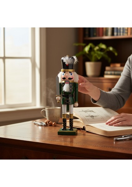 Yeşil 38CM Nutcracker Ahşap Asker Fındıkkıran, Fındıkkıran Asker Şekilli Kukla Noel Ahşap Dekoru Festival Noel Dekoru Yılbaşı Nodel Süsleri Hediyelik Eşya fiyatları