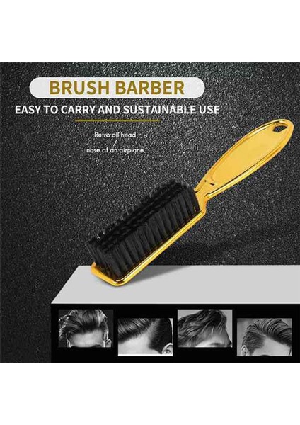 Soluk Fırça Tarak Makas Temizleme Fırça Berber Dükkanı Cilt Solması Vintage Yağ Kafa Şekli Oyma Temizleme Fırçası Altın 4 Adet (Yurt Dışından)