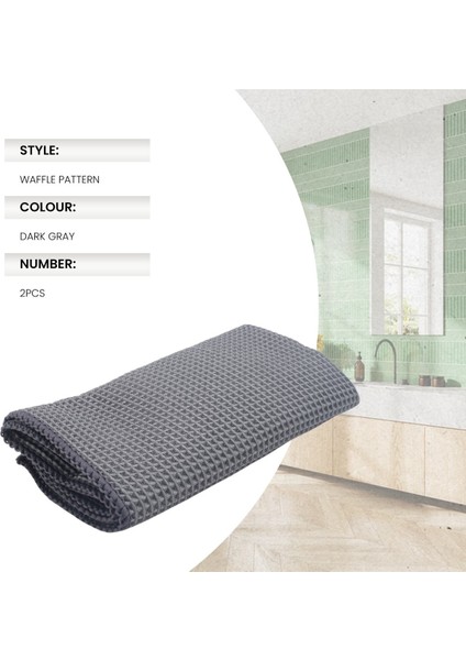 2pc Otomobil Yıkama Havlu Cam Temizleme Su Kurutma Mikrofiber Pencere Temiz Silini Silinme Otomatik Detaylandırma Mutfak Banyosu Için Wafle Dokunma, Koyu Gri (Yurt Dışından) fırsatları