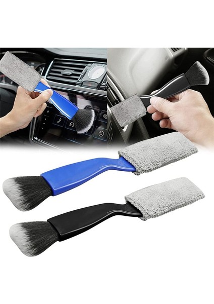 Araba Temizliği Için 2 Paket Çift Kafa Fırçası, 2 Aracı Iç Toz, Araba Havası Delikleri Gösterge Paneli Ekran Temiz Fırça, Siyah+Mavi (Yurt Dışından) fiyatları