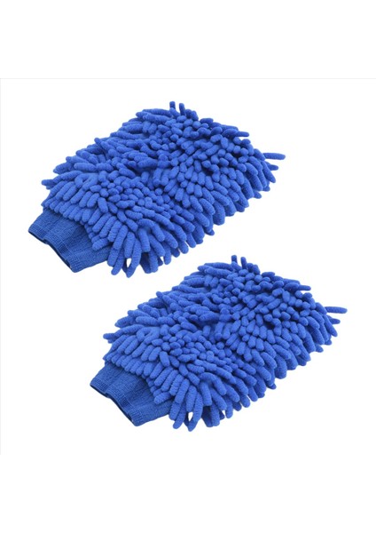 2x Premium Mikrofiber Şönil Süper Emici Yıkama ve Balmumu Eldiveni, Oto Yıkama Eldivenleri (Mavi) (Yurt Dışından)
