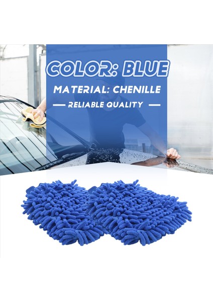 2x Premium Mikrofiber Şönil Süper Emici Yıkama ve Balmumu Eldiveni, Oto Yıkama Eldivenleri (Mavi) (Yurt Dışından) indirimleri