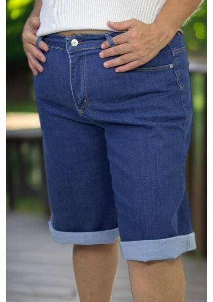Beli Lastikli Cepli Büyük Beden Jean Kot Kapri Şort Bermuda fiyatları