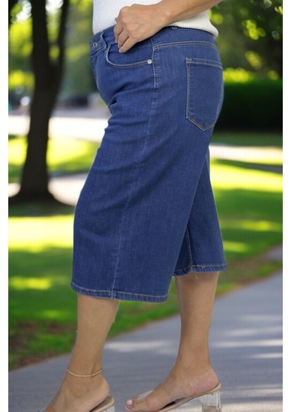 Beli Lastikli Cepli Büyük Beden Jean Kot Kapri Şort Bermuda fırsatları