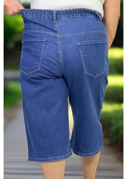 Beli Lastikli Cepli Büyük Beden Jean Kot Kapri Şort Bermuda indirimleri