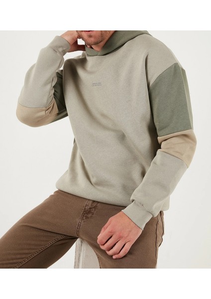 Erkek Pamuklu Regular Fit Kapüşonlu Içi Tüylü Yumuşak Şardonlu Kolu Parçalı 3 Iplik Sweat fiyatları