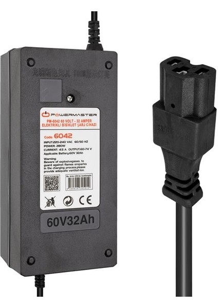 Powermaster PM-6042 60 Volt - 32 Amper Elektrikli Bisiklet Şarj Cihazı
