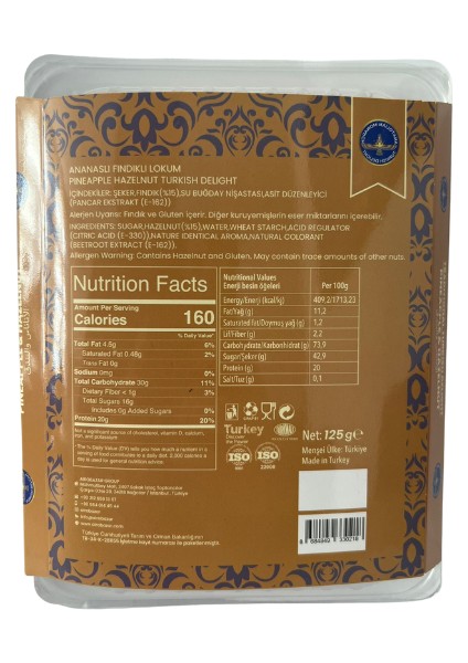 Ananas Antep Fıstıklı Lokum 125 gr – Ananas Meyveli & Fıstıklı Türk Lokumu – Taze ve Yumuşak fiyatları