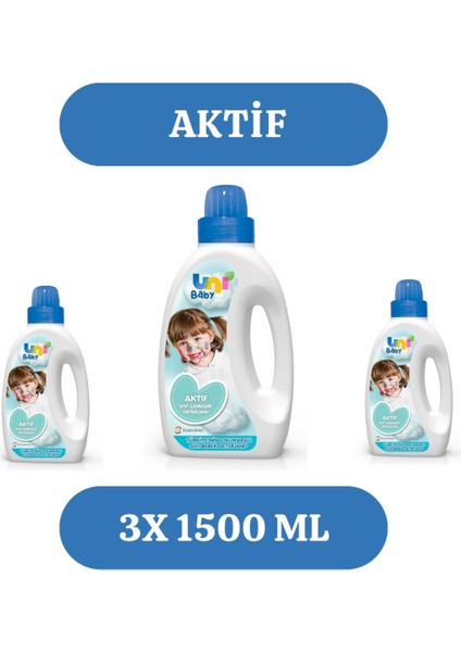 Aktif Bebek Çocuk Sıvı Çamaşır Deterjanı 3x 1500 ml
