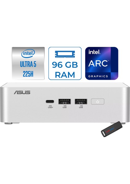 NUC15 Pro+ Intel Core Ultra 5 225H 96GB Ddr5 512GB SSD Windows 11 Home Intel® Arc™ 130T Mini Masaüstü Bilgisayar RNUC15CRSU500002H37 + Zetta Çanta