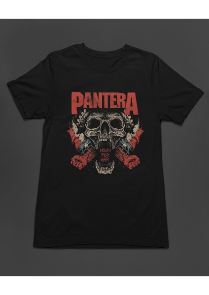Pantera Skull Kuru Kafa Heavy Metal Baskılı Unisex Tişört T-Shirt
