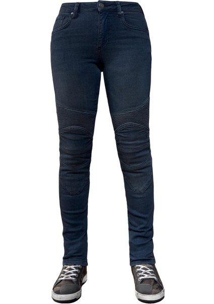 Thebikerjeans Evo Ultra Flexi Dark Blue Korumalı Motosiklet Kot Pantolonu Kadın