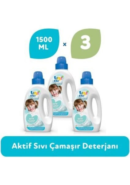 Aktif Sıvı Çamaşır Deterjanı 3'lü 4500 ml