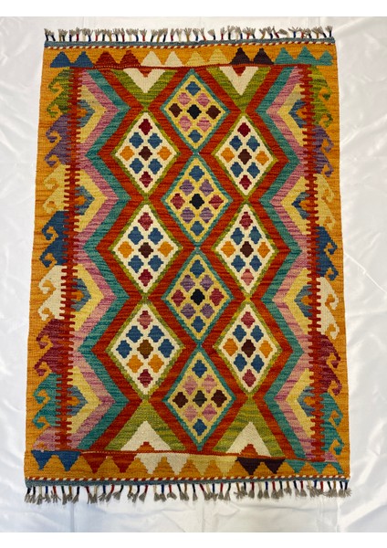 El Dokuma Afgan Yün Kilim Kök Boya