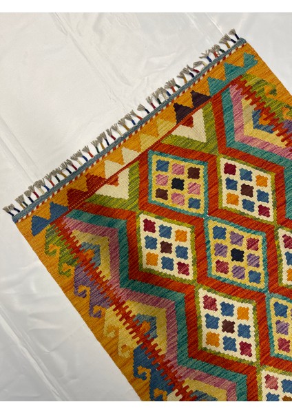 El Dokuma Afgan Yün Kilim Kök Boya