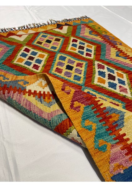 El Dokuma Afgan Yün Kilim Kök Boya