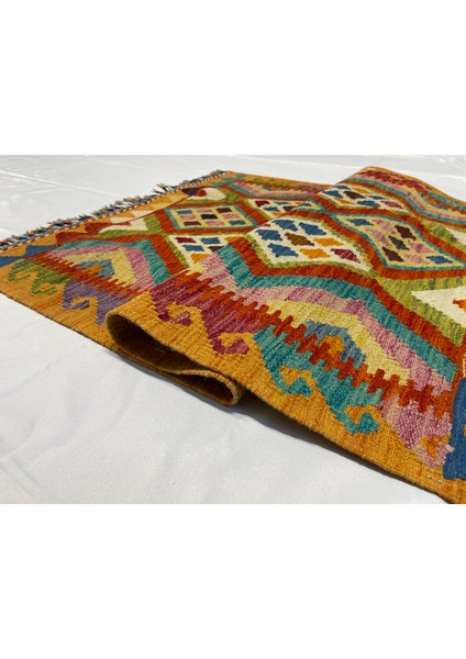 El Dokuma Afgan Yün Kilim Kök Boya