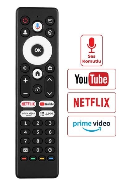 Arçelik A65 E 795 B - Beko B43 D 697 B - Grundig 55 GKU 700 Netflix-Youtube-Prime-APPS Ses Komutlu Lcd Led Tv Kumanda fiyatları