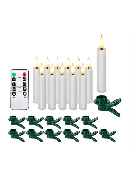 12PCS LED Konik Mumlar Işık Seti Alevsiz 3D Fitil Mumlar Kps Noel Ağacı Tasarımı Sıcak Beyaz Işık (Yurt Dışından)