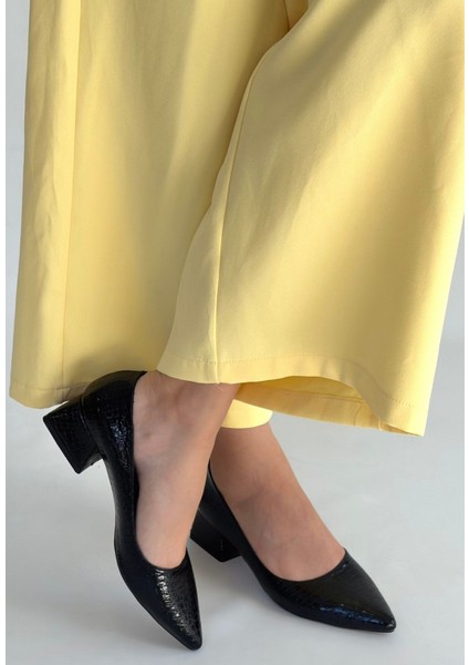 Meort Siyah Rugan Topuklu Ayakkabı modelleri