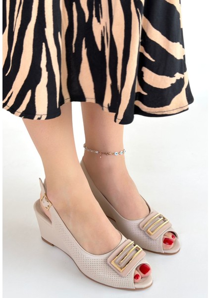 Mamba Bej Cilt Dolgu Topuk Ayakkabı modelleri