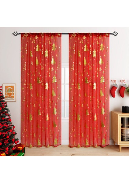 Oturma Odası Için Kar Tanesi Baskısı Pencere Perdeleri ile 2 Adet Noel Şeffaf Perdeleri 52 &quot;w x 63&quot; L (Yurt Dışından) indirimleri