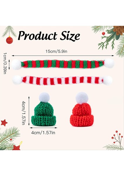 40 Pcs Mini Noel Örgü Şapkalar ve Eşarplar El Sanatları, Tiny Santa Cap ve Eşarp Süsleri (Yurt Dışından) modelleri