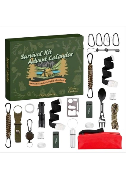 Survival Kit 24 Günlük Noel Geri Sayım Serin Equipment 2025 Teen Waying Boys Kamp Tutkumları Için Aracı Seti Açık (Yurt Dışından)
