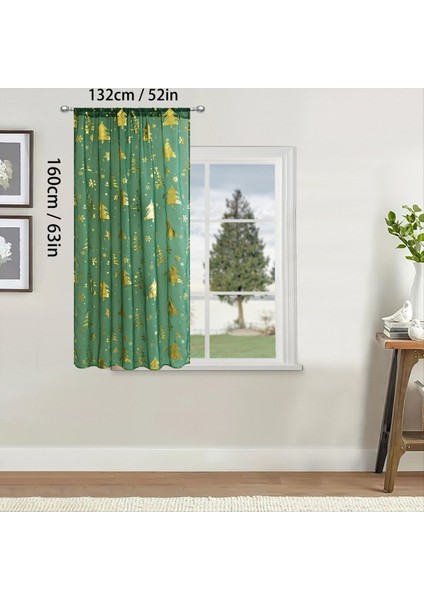 2 Adet, Oturma Odası Için Kar Tanesi Baskı Pencere Perdeleri ile 2 Adet Şenk Noel Perdeleri 52 &quot;w x 63&quot; L (Yurt Dışından) indirimleri