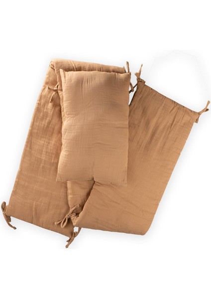 Müslin Bebek Yatak Koruma Yastık Seti (Yıkanmıştır) 32X180 cm +/- 2 cm Kavun