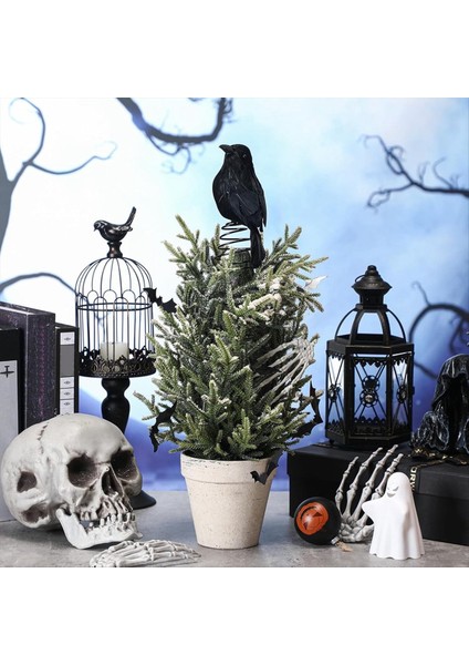 Cadılar Bayramı Mini Ağacı Topper Spooky Cadılar Bayramı Ağaç Süsleri Minyatür Noel Treetops Süsler Parti Için (Yurt Dışından) modelleri