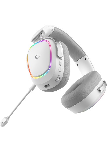 Retsu Beyaz/gri Kablosuz 2.4g+ Bluetooth Kumaş ve Deri Protein Earpad Mikrofonlu Oyuncu Kulaklığı