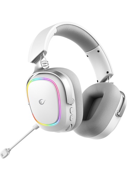 Retsu Beyaz/gri Kablosuz 2.4g+ Bluetooth Kumaş ve Deri Protein Earpad Mikrofonlu Oyuncu Kulaklığı