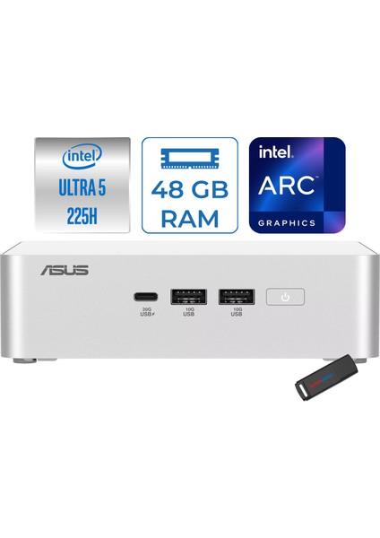 NUC15 Pro+ Intel Core Ultra 5 225H 48GB Ddr5 4tb SSD Windows 11 Pro Intel® Arc™ 130T Mini Masaüstü Bilgisayar RNUC15CRSU500002P25 + Zetta Çanta