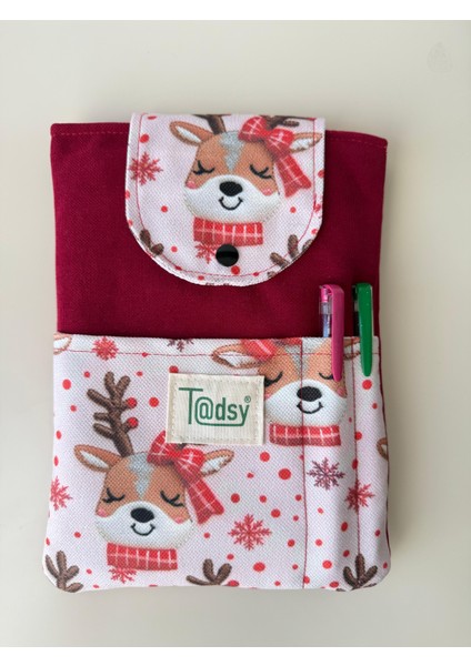 Geyikli Kitap Kılıfı Şık ve Koruyucu Cepli Kitap Kılıfı Çok Amaçlı Çanta 19X25 cm