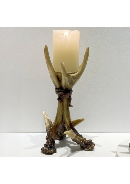Vintage Candlesticks Reçine Hayvan Şam Tutucu Boynuzları Geyik Heykel Ev Dekoru Oturma Odası Şömine Noel Decoratory (Yurt Dışından) modelleri