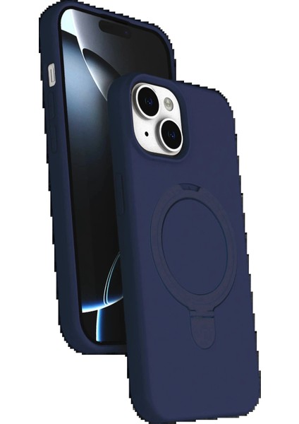 Apple iPhone 15 Plus Regal Magsafe Standlı Kapak - Lacivert