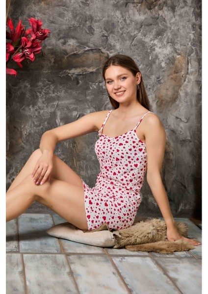 Askılı Şortlu Kalpli Pijama Tkm modelleri