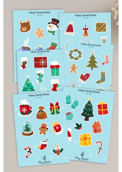 Yılbaşı Temalı Sticker Seti - 6 Adet / Ajanda, Defter,bullet Journal,scrapbook