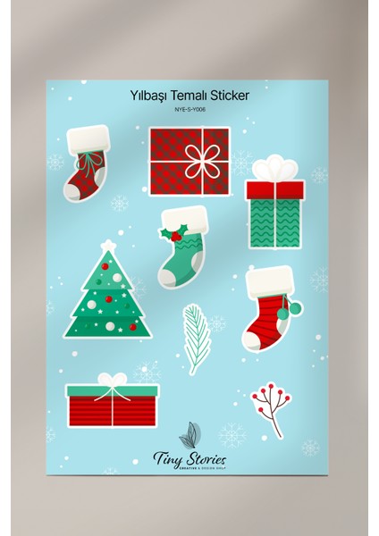 Yılbaşı Temalı Sticker Seti - 6 Adet / Ajanda, Defter,bullet Journal,scrapbook modelleri