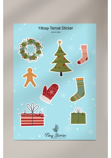 Yılbaşı Temalı Sticker Seti - 6 Adet / Ajanda, Defter,bullet Journal,scrapbook fırsatları