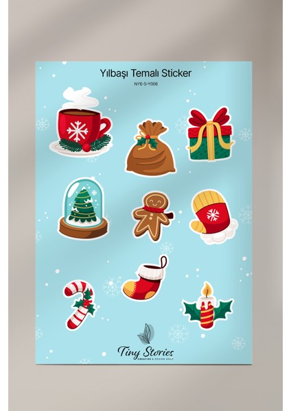 Yılbaşı Temalı Sticker Seti - 6 Adet / Ajanda, Defter,bullet Journal,scrapbook