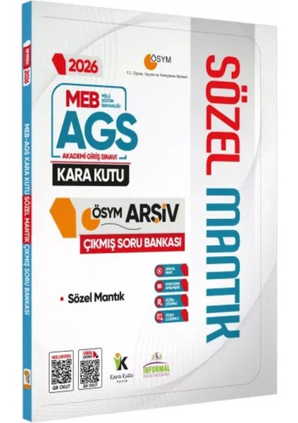2026 MEB-AGS SÖZEL MANTIK Kara Kutu ÖSYM Çıkmış Soru Havuzu Bankası Konu Özetli Dijital Çözümlü