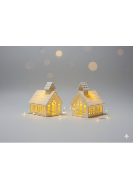 Auro Church Sıcak Yuva Işıkları - Mini Kış Köyü Seti Yılbaşı Özel - 3D fiyatları