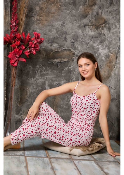 Askılı Uzun Paça Kalpli Pijama Tkm modelleri
