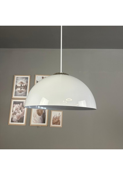 Yimpi Beyaz Avize Sezar Başlık Tekli Sarkıt Salon Mutfak Kuaför Cafe Lamba Dekoratif